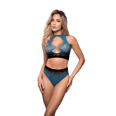 Deep Dive Ombré Leopard Knit Cut-Out Top and Panty Dancewear Set